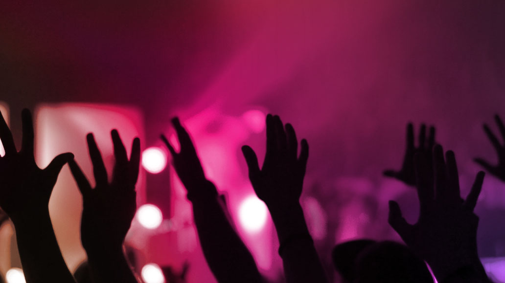 crowd hands in air
