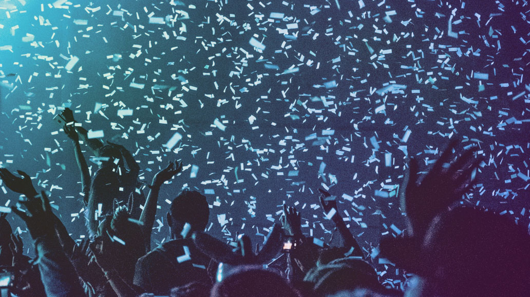 confetti released in crowd